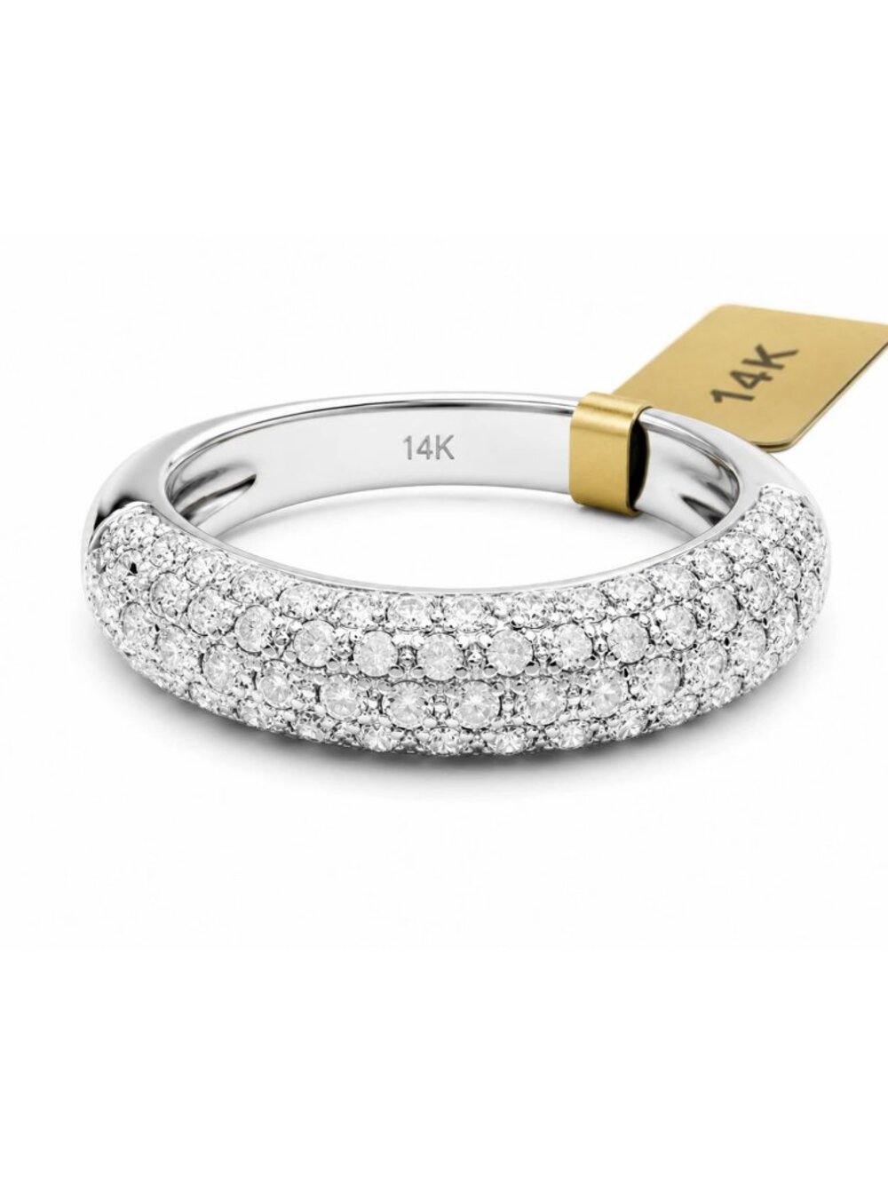 Created White Sapphires Band Ring SOLID 14k White Gold